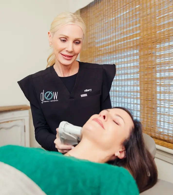 woman receiving ultherapy treatment at glow houston 1